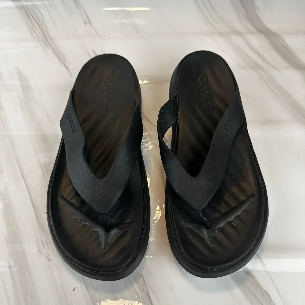 Crocs Getaway Women's Platform Sandals Size 9 Black Slip-On Thong Flip Flop